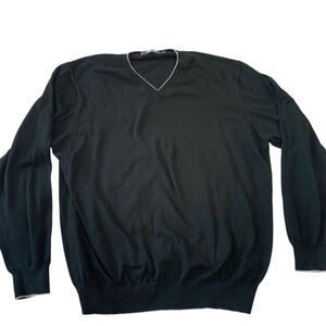 Paul‎ Fredrick Men's V-Neck Pima Cotton Pullover Sweater Black XL Long Sleeve